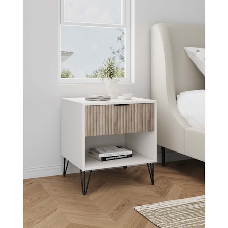 Manhattan Comfort DUMBO 1.0 Nightstand in White and Rustic Grey NS001-WG